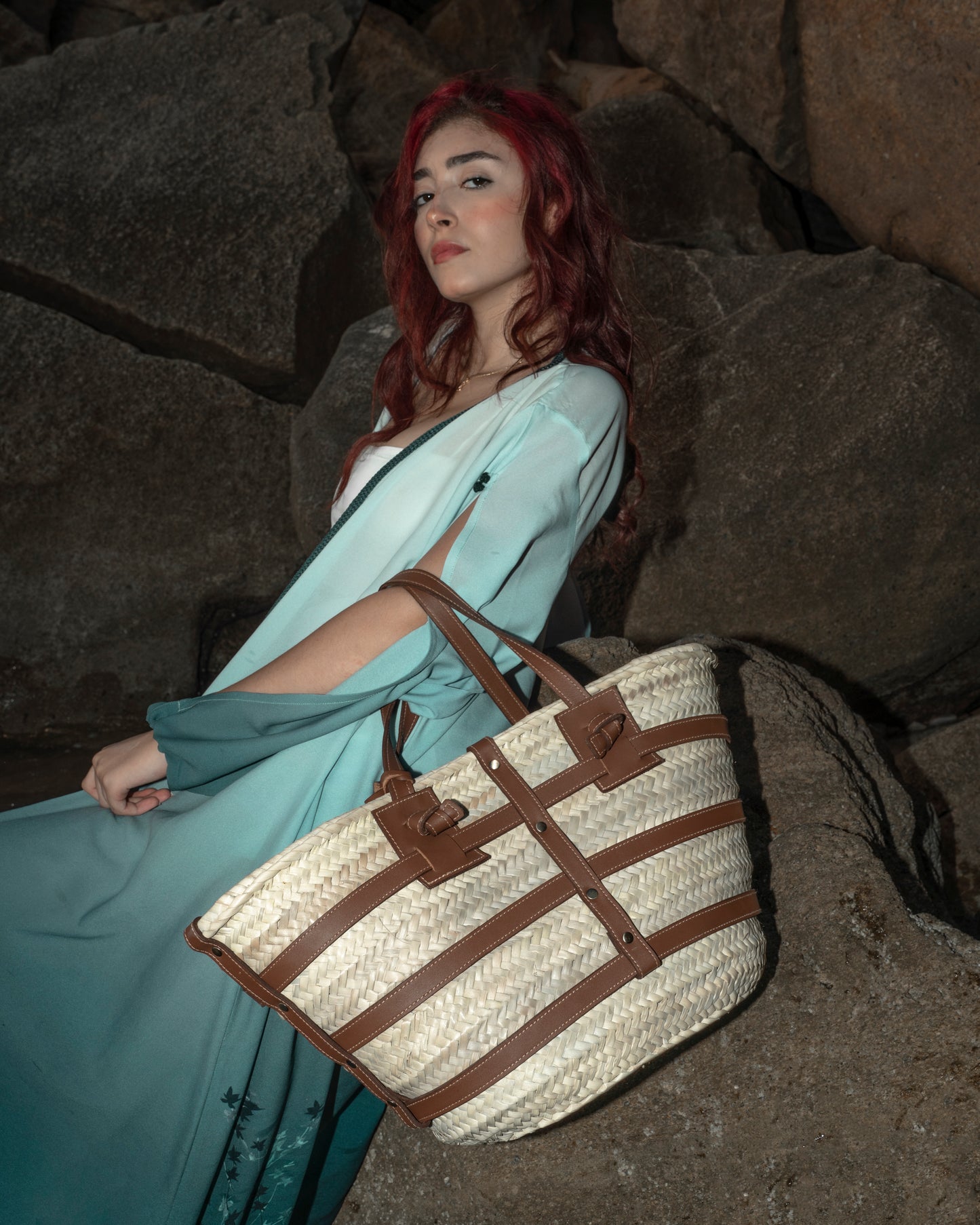 Handmade Moroccan Straw Tote Bag – Leather-Trimmed Classic Edition