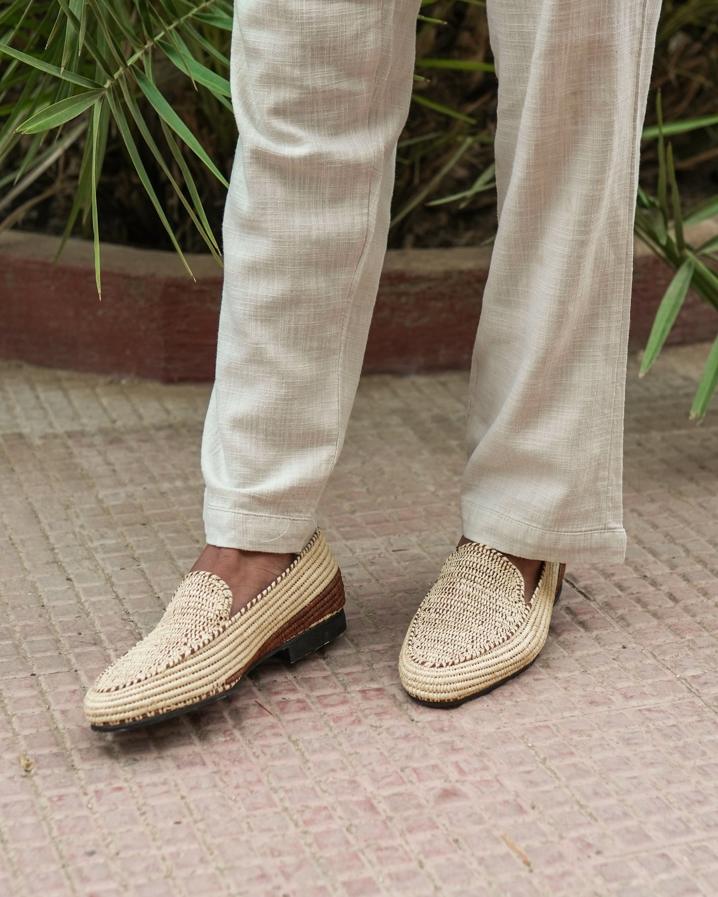 Natural Raffia Mules for Men – Handwoven Moroccan Slip-On Shoes