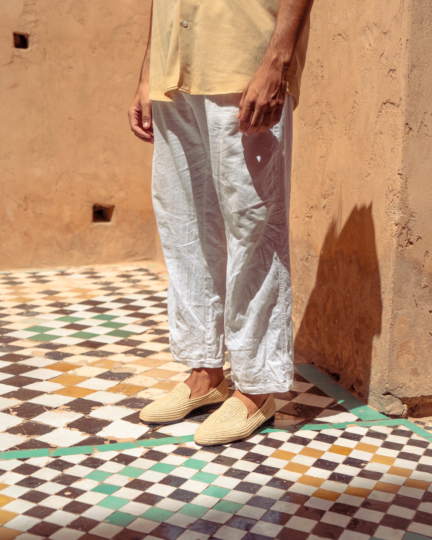 Natural Raffia Loafers for Men – Handwoven Moroccan Slip-On Dress Shoes