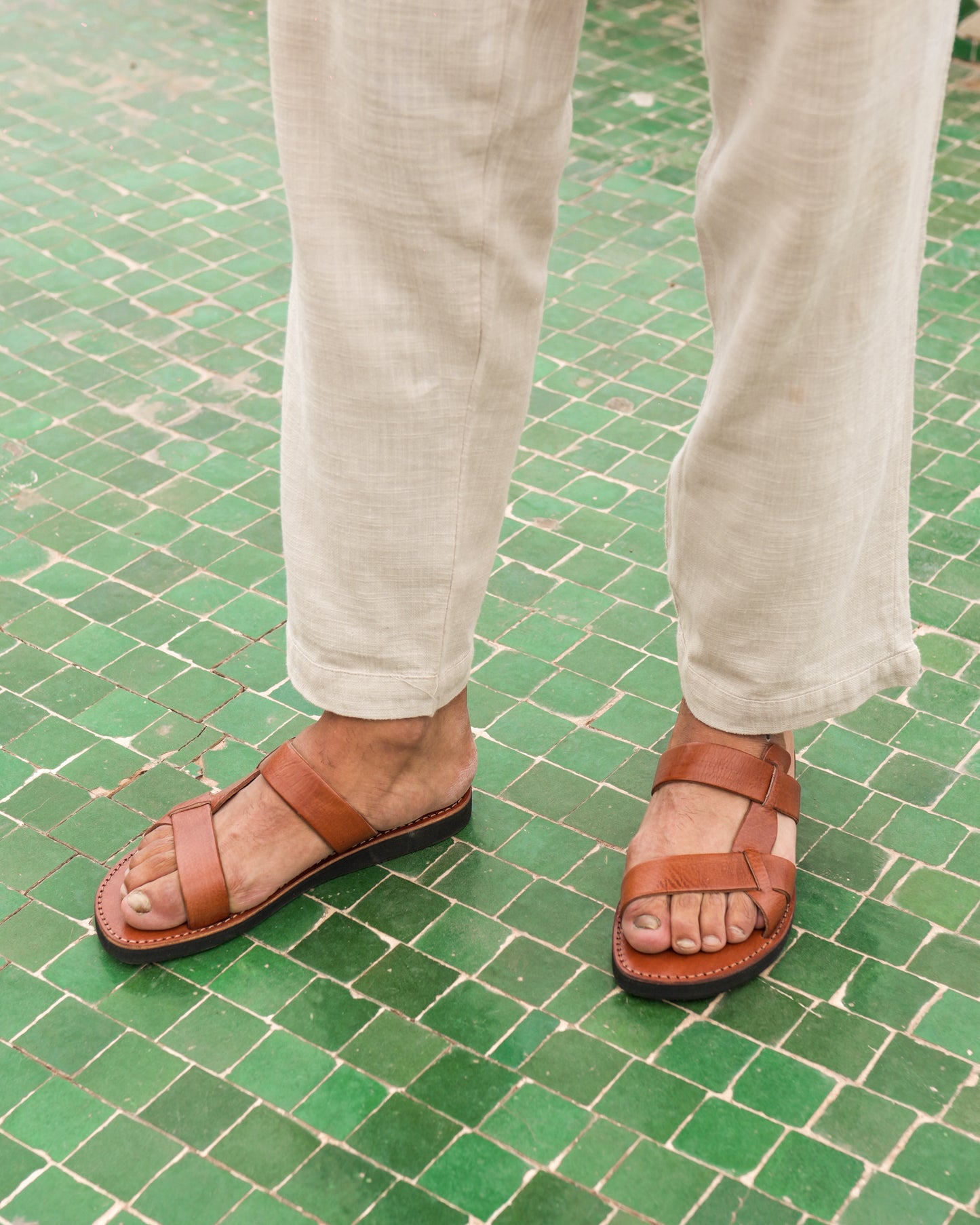 Handcrafted Moroccan Leather Sandals for Men – Genuine Cowhide, Minimalist Design