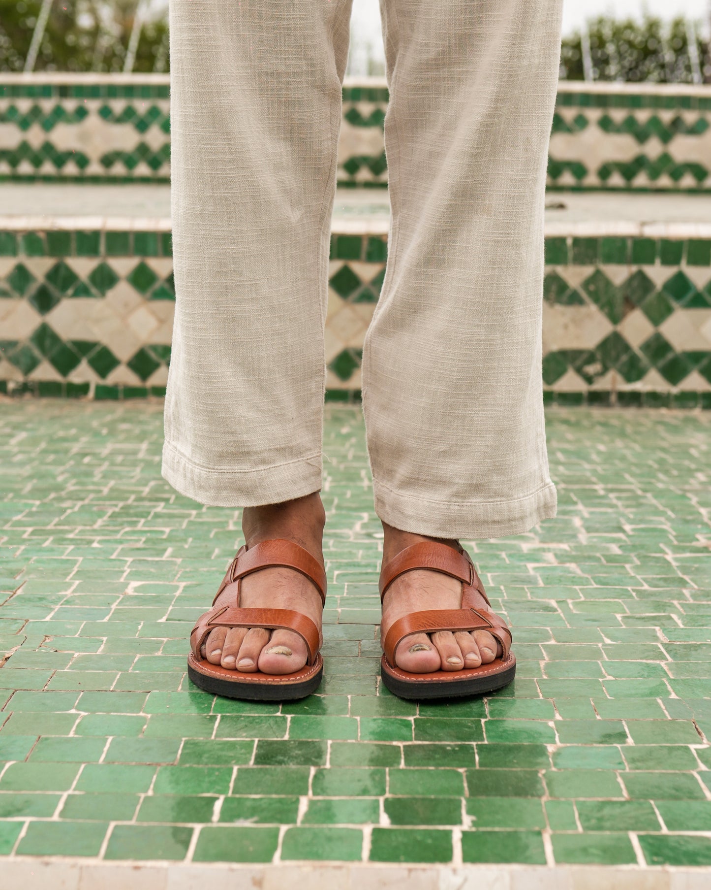 Handcrafted Moroccan Leather Sandals for Men – Genuine Cowhide, Minimalist Design