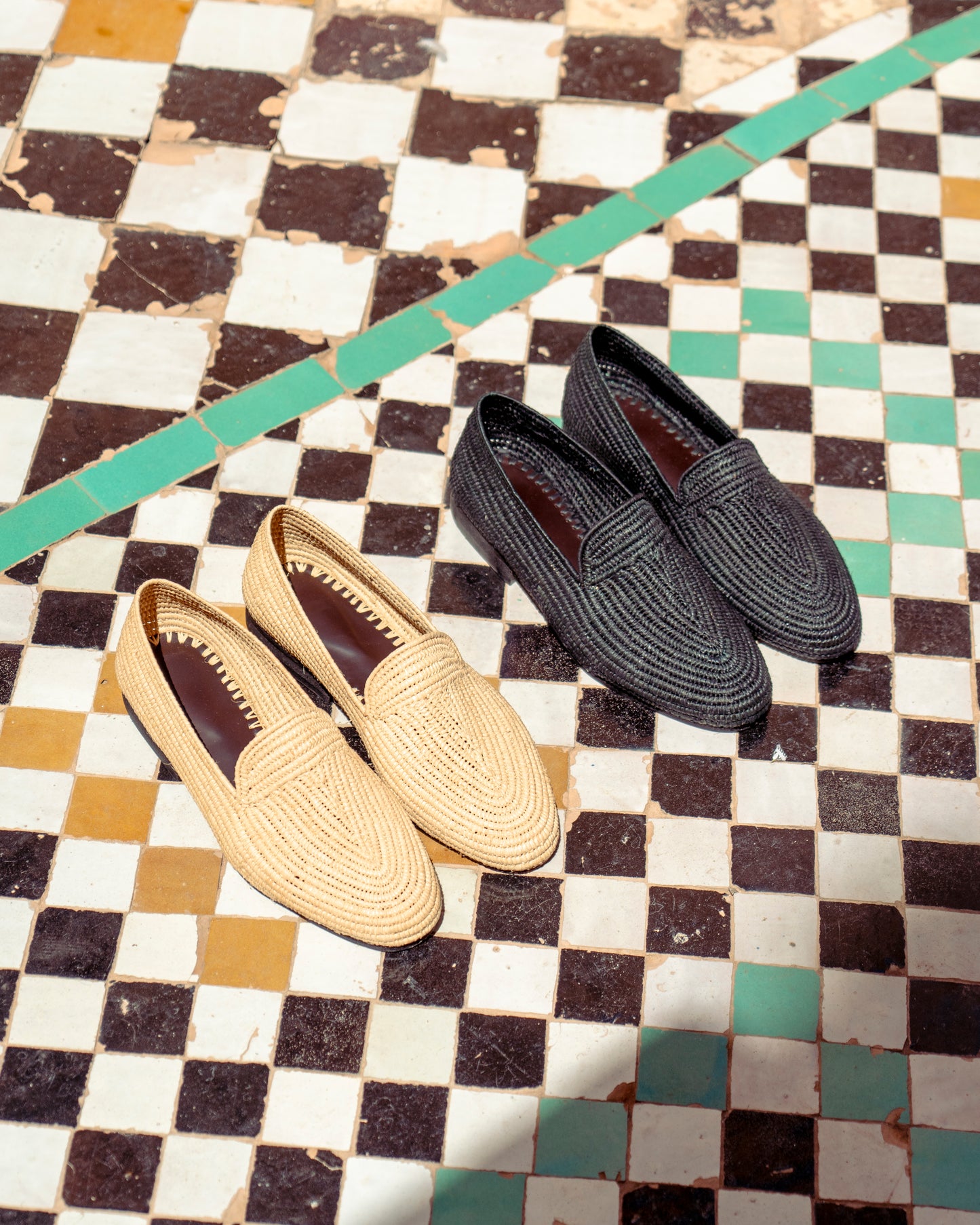 Natural Raffia Loafers for Men – Handwoven Moroccan Slip-On Dress Shoes