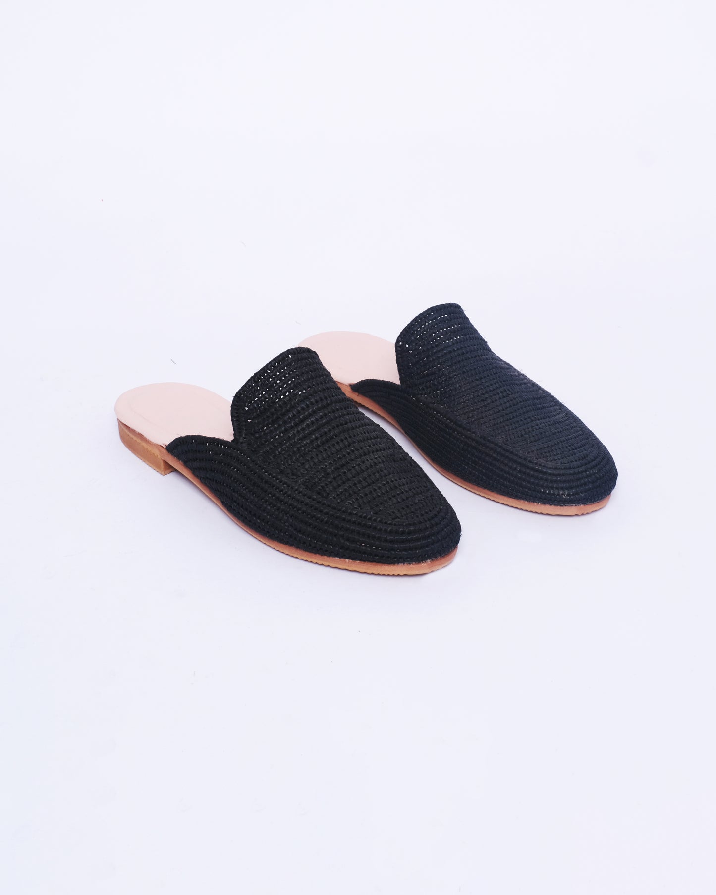 Black Raffia Mules for Women – Handmade in Morocco