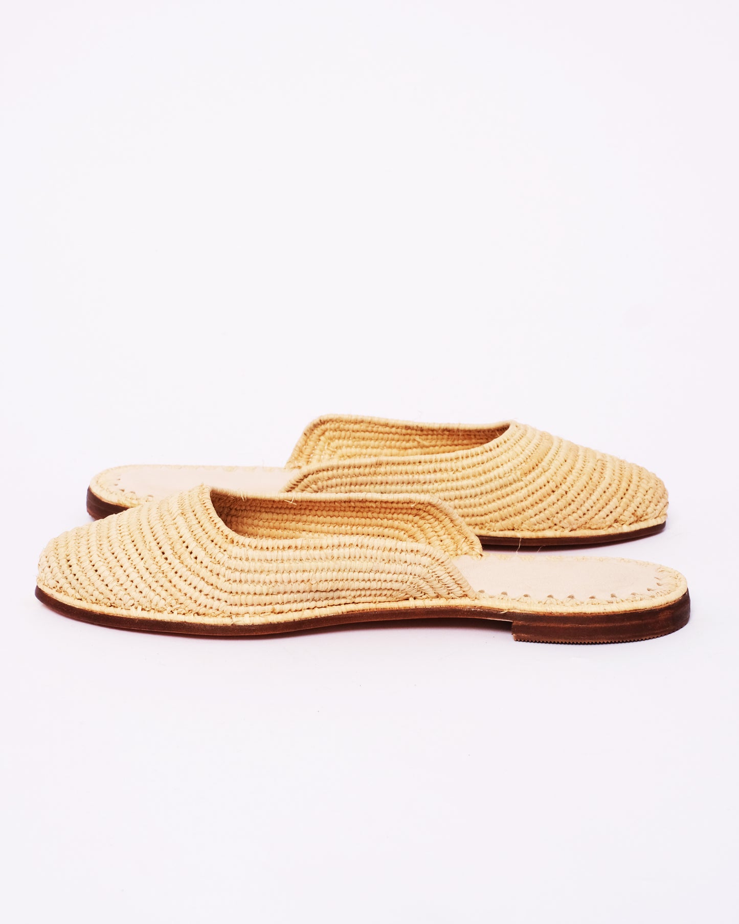 Pointed-Toe Raffia Mules – Handmade Natural Slip-Ons for Women