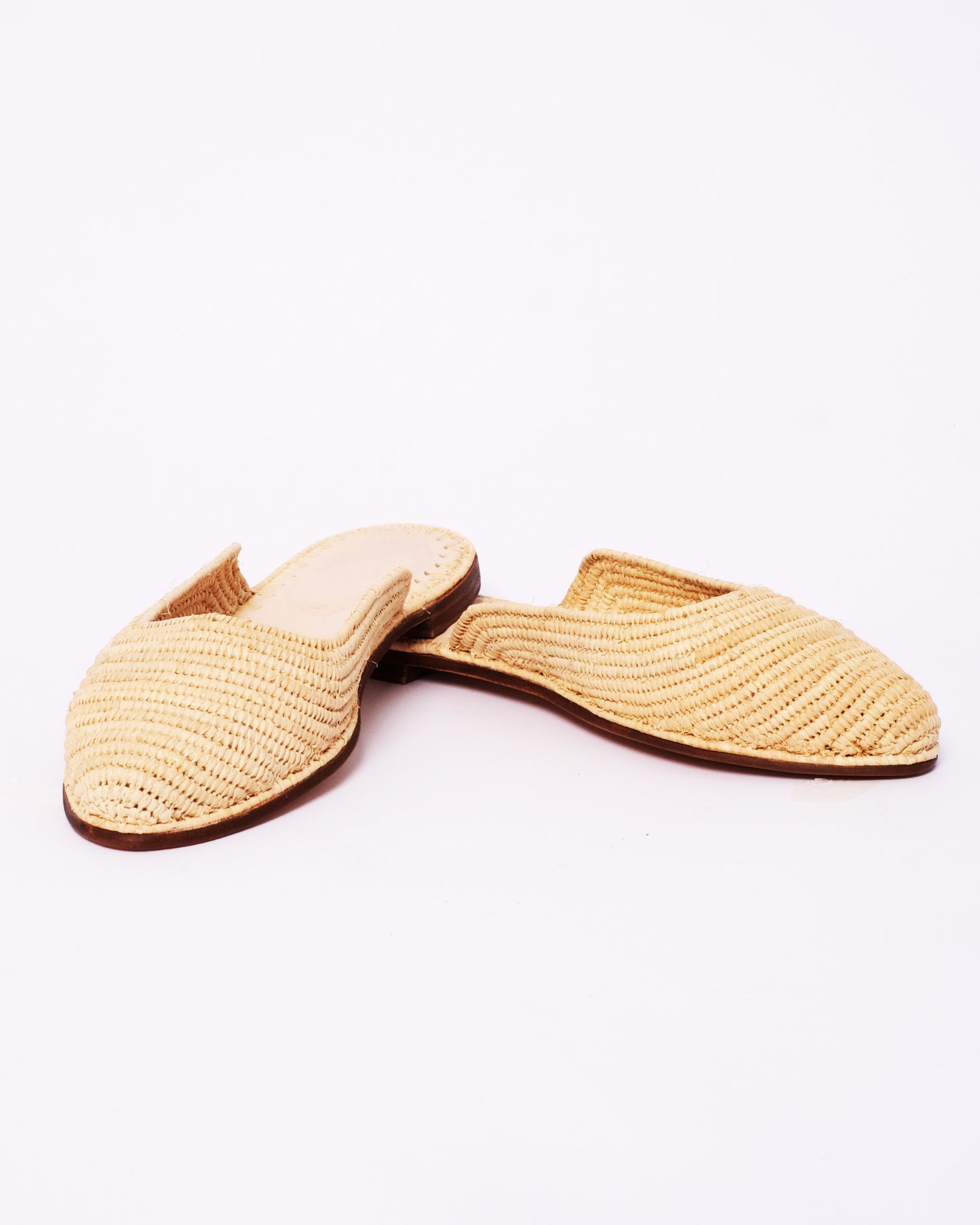 Pointed-Toe Raffia Mules – Handmade Natural Slip-Ons for Women