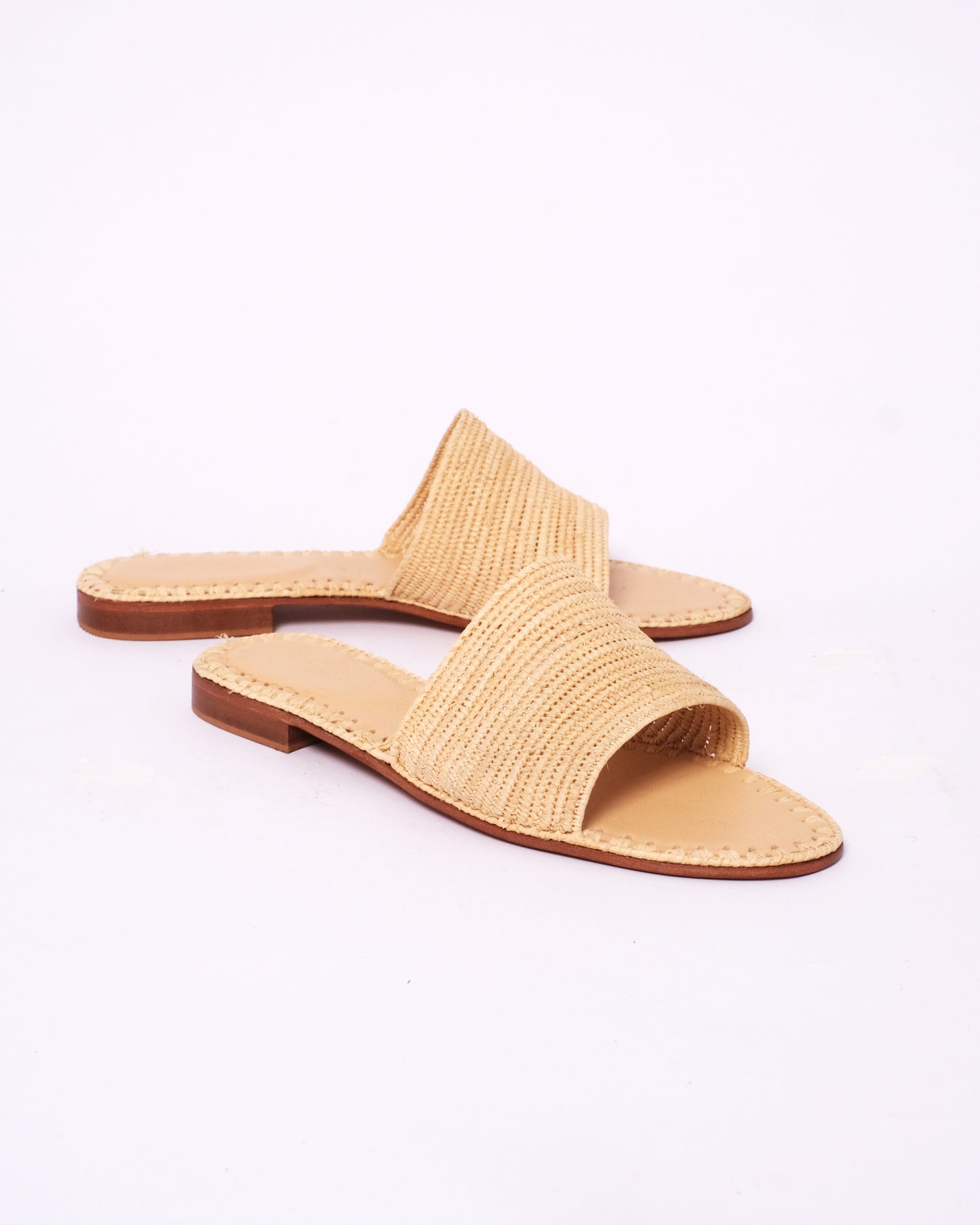 Minimalist Natural Raffia Slide Sandals – Handmade Moroccan Women’s Flats