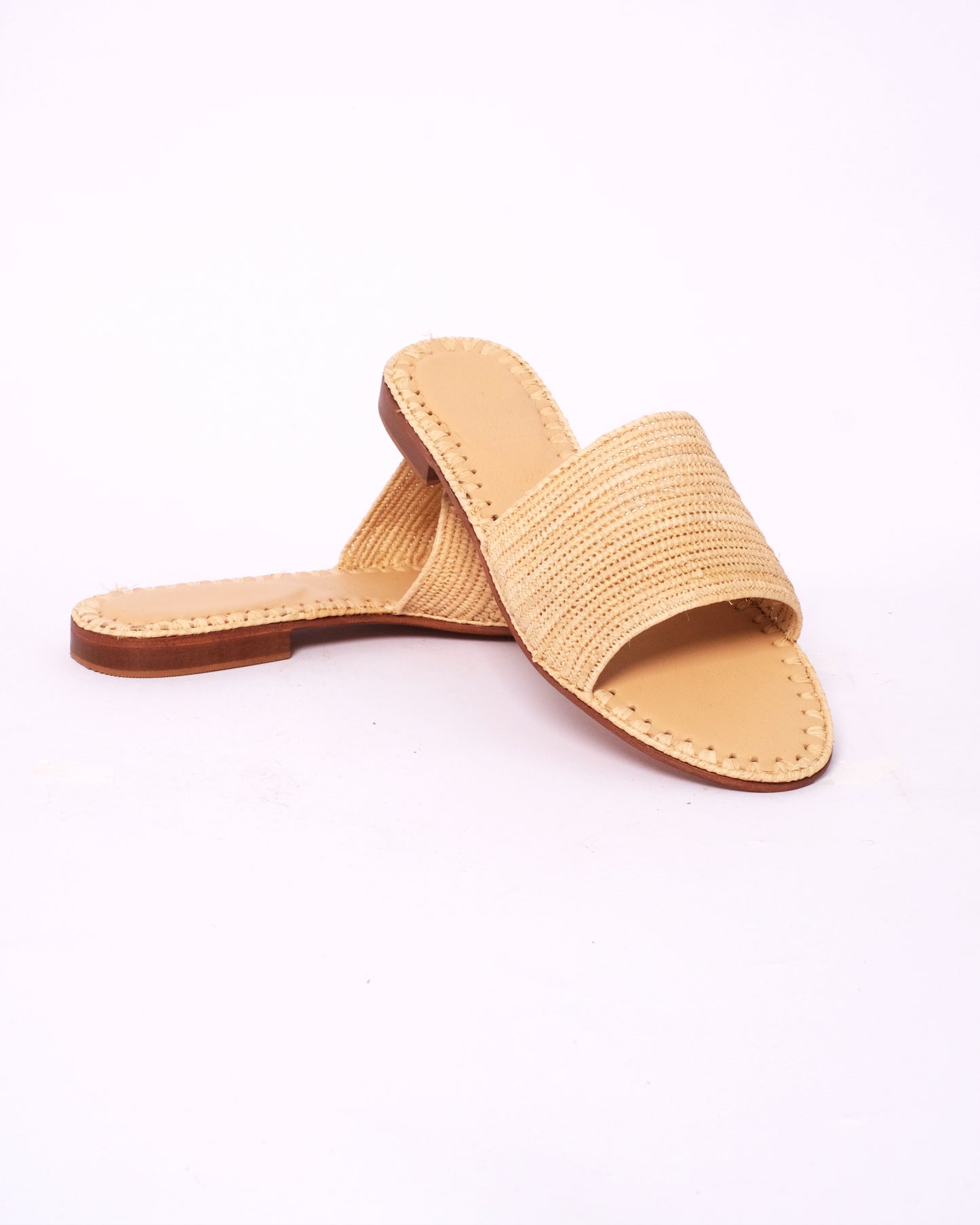 Minimalist Natural Raffia Slide Sandals – Handmade Moroccan Women’s Flats