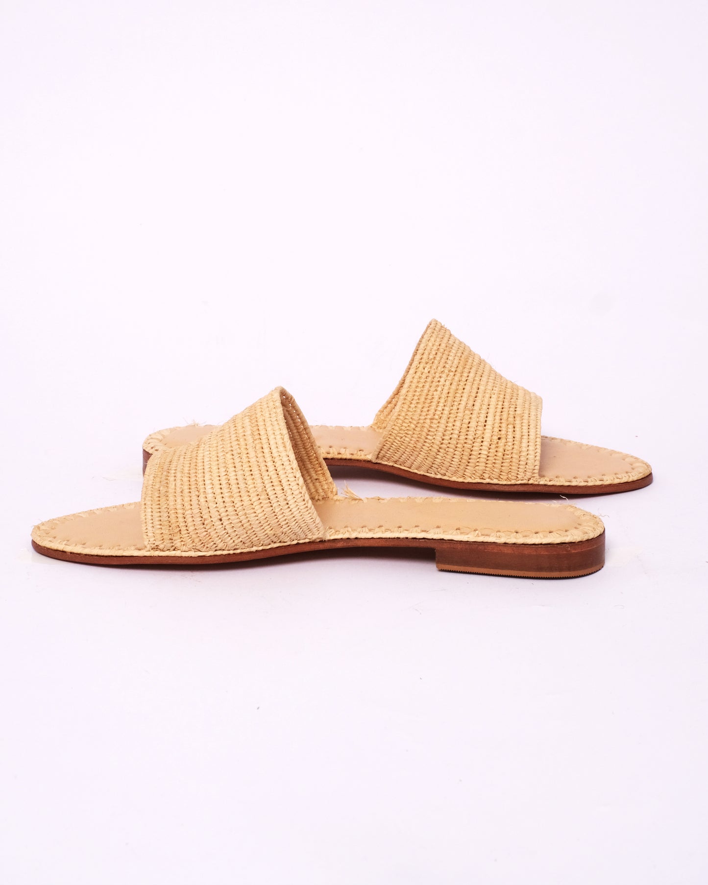 Minimalist Natural Raffia Slide Sandals – Handmade Moroccan Women’s Flats