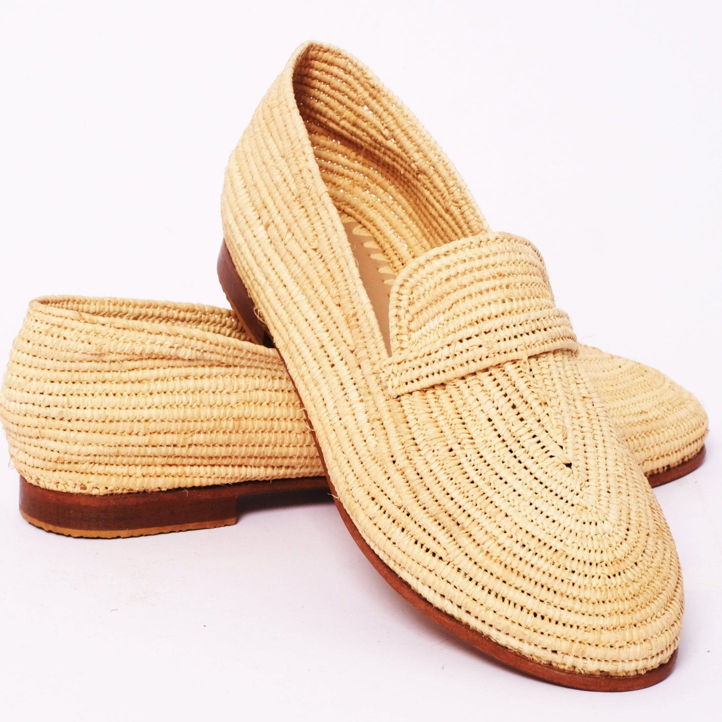 Handmade Raffia Loafers for Women – Natural Moroccan Style
