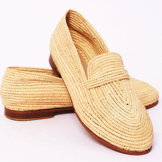 Handmade Raffia Loafers for Women – Natural Moroccan Style