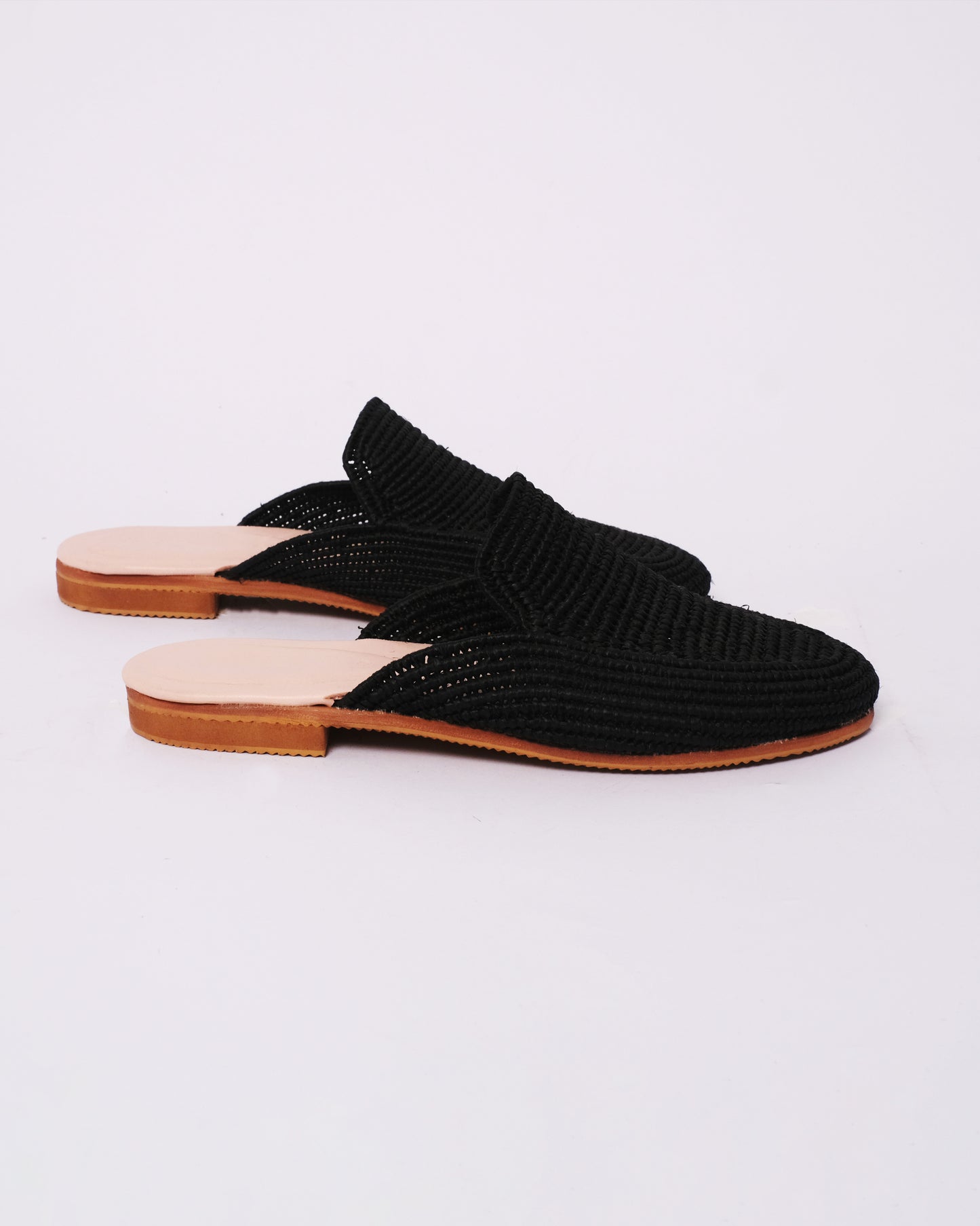 Black Raffia Mules for Women – Handmade in Morocco