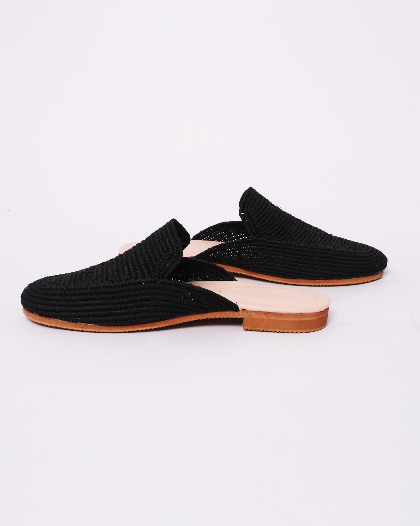 Black Raffia Mules for Women – Handmade in Morocco