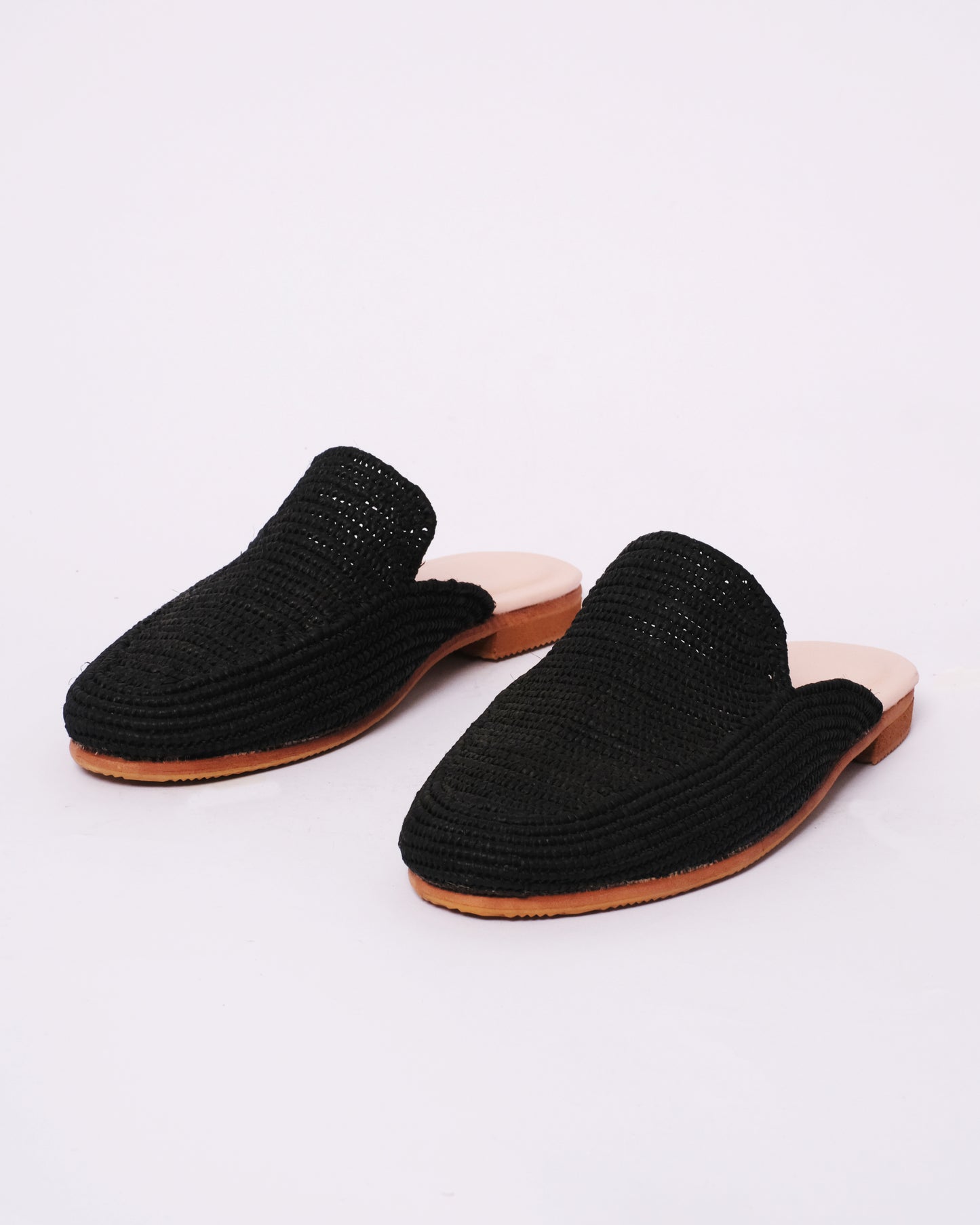 Black Raffia Mules for Women – Handmade in Morocco