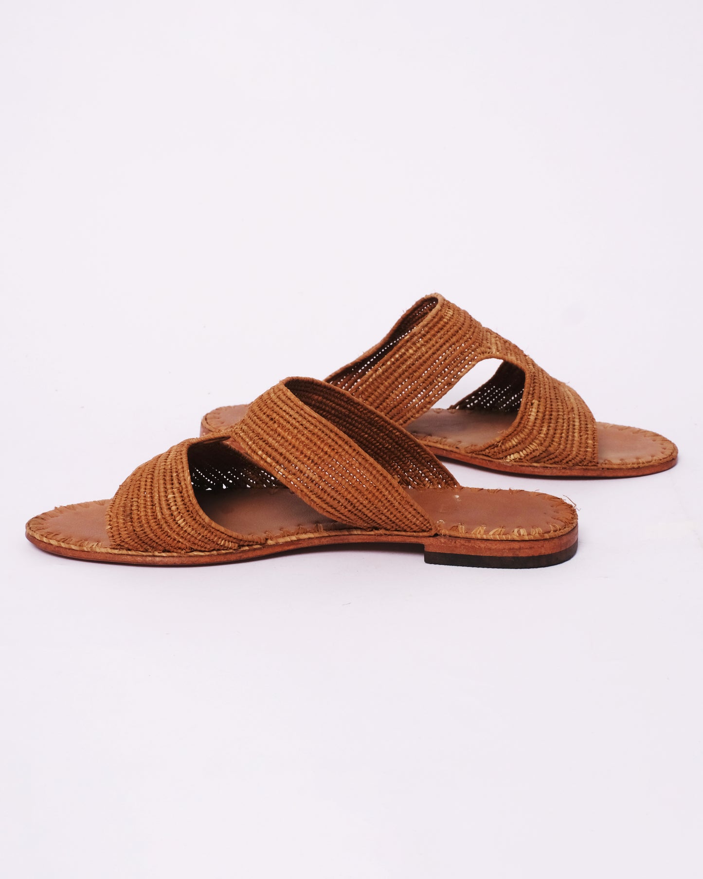 Handmade Brown Raffia Slide Sandals – Moroccan Artisan Summer Flats