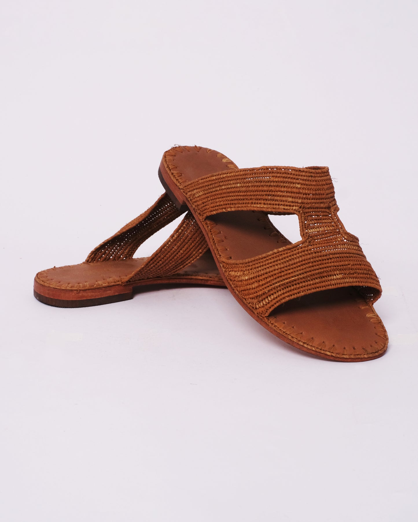 Handmade Brown Raffia Slide Sandals – Moroccan Artisan Summer Flats