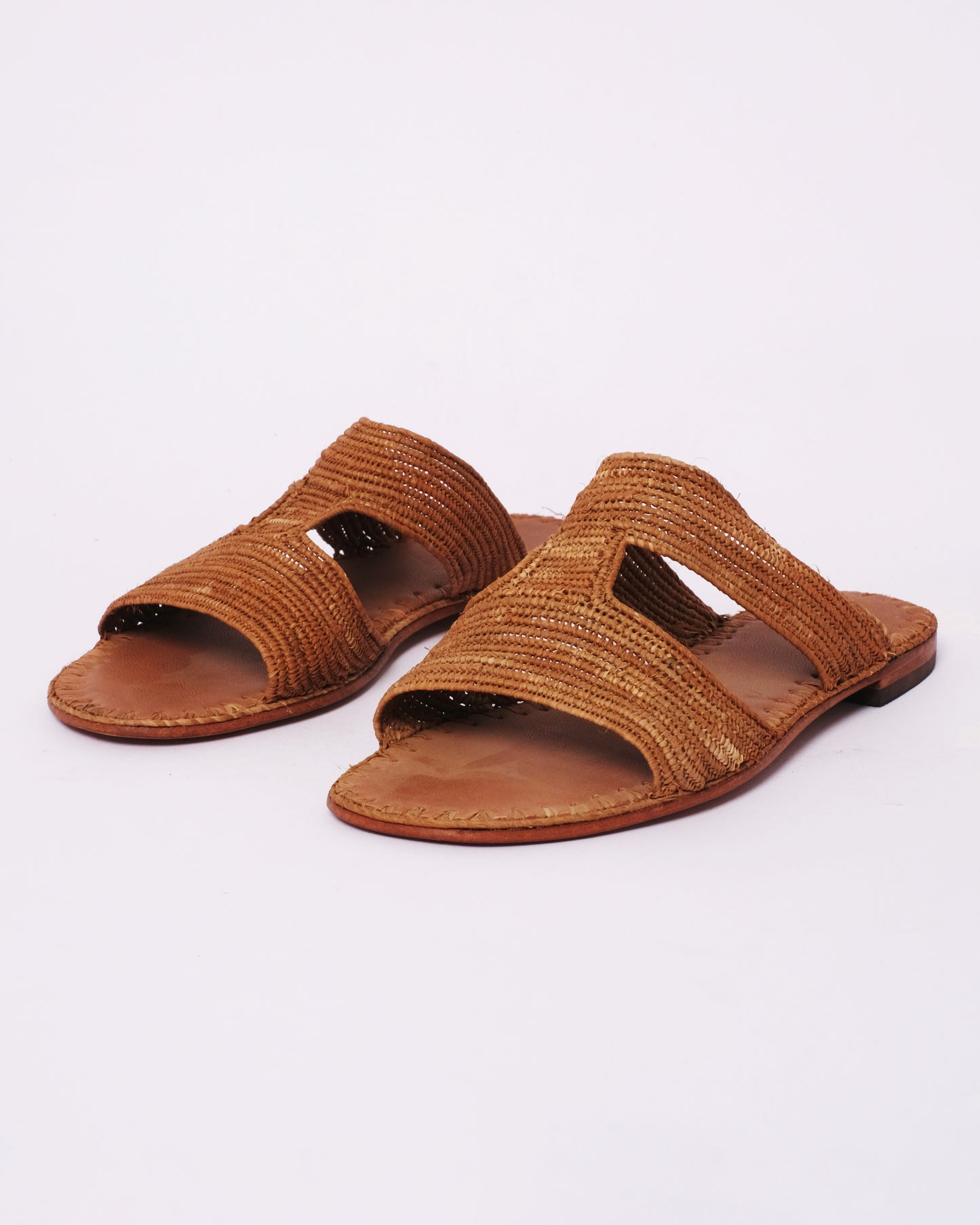 Handmade Brown Raffia Slide Sandals – Moroccan Artisan Summer Flats