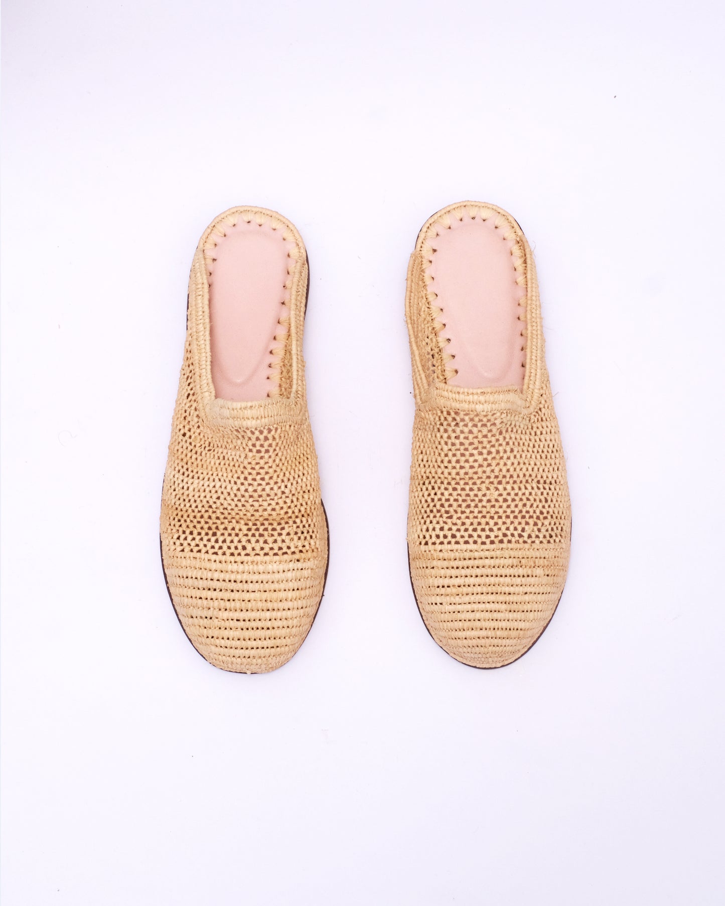 Breathable Raffia Mesh Mules – Handmade Moroccan Slip-On Flats