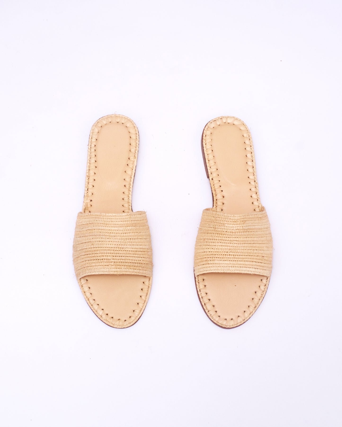 Minimalist Natural Raffia Slide Sandals – Handmade Moroccan Women’s Flats