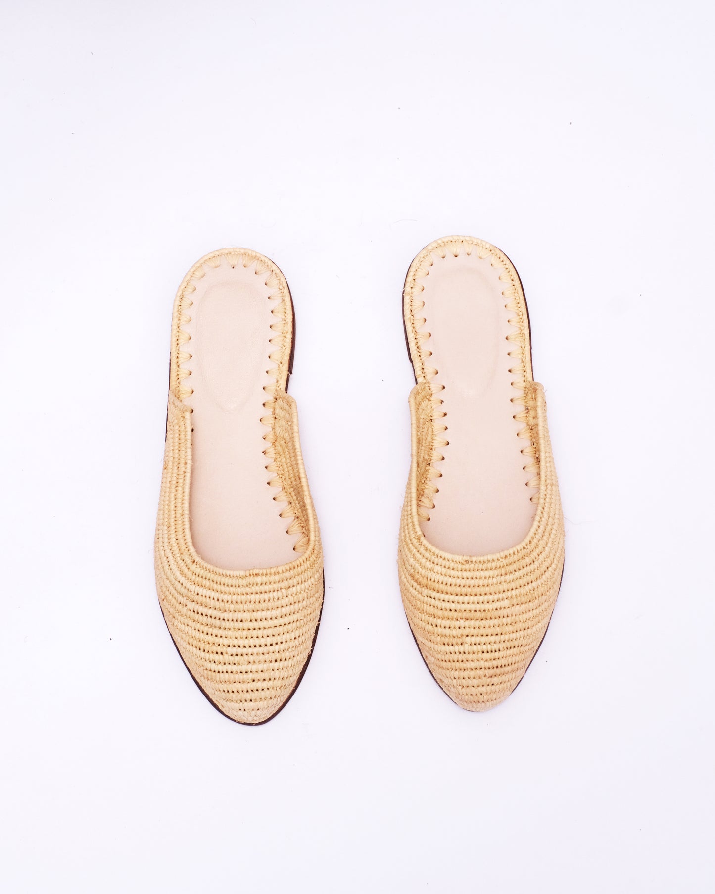 Pointed-Toe Raffia Mules – Handmade Natural Slip-Ons for Women