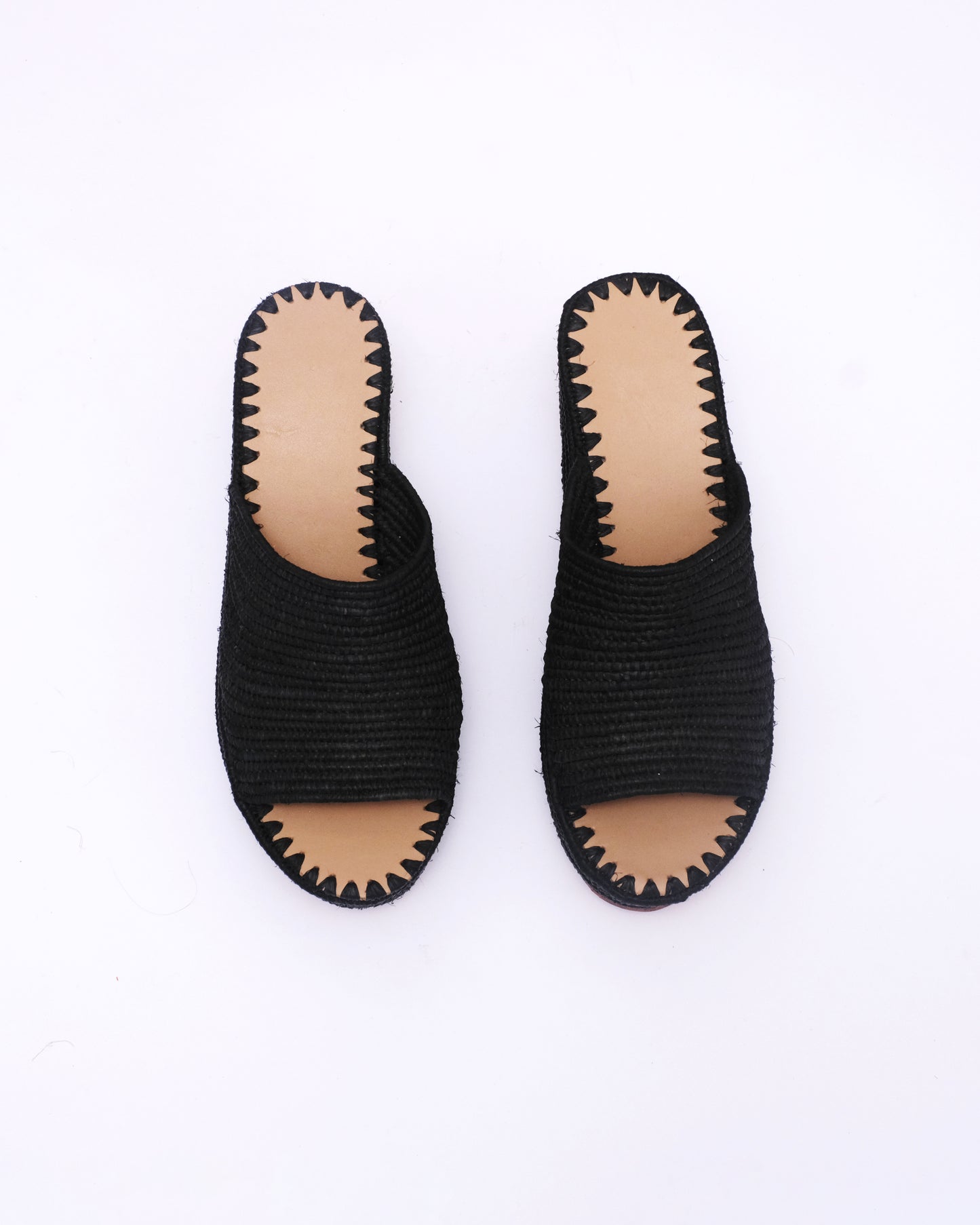 Women’s Black Raffia Platform Wedges – Handmade in Morocco