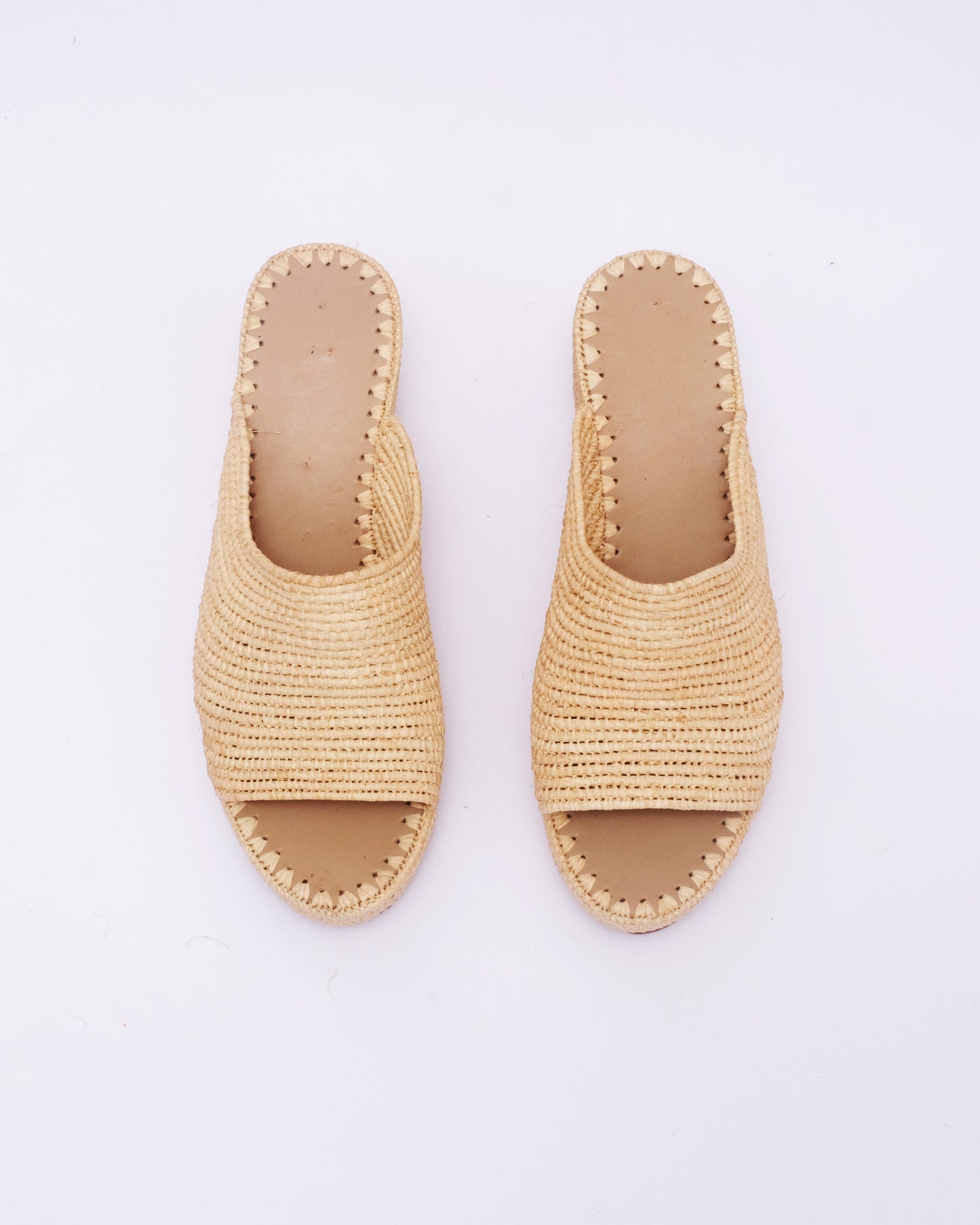Natural Raffia Wedge Mules – Handmade Moroccan Platform Sandals