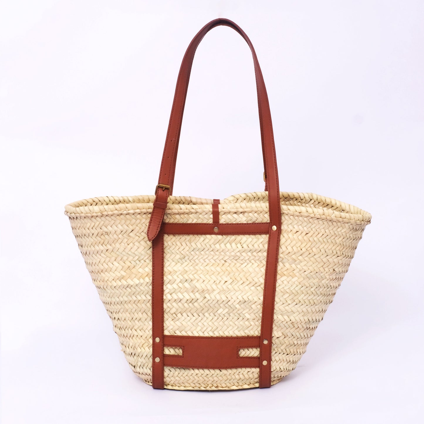 Woven Tote with Leather Harness Construction