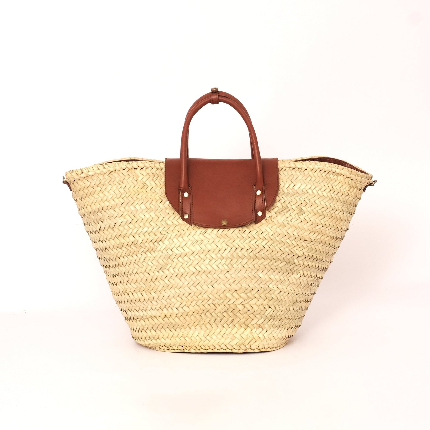 The Ultimate Eco-Tote: Handmade Palm Straw Bag with Vegan Leather Handles