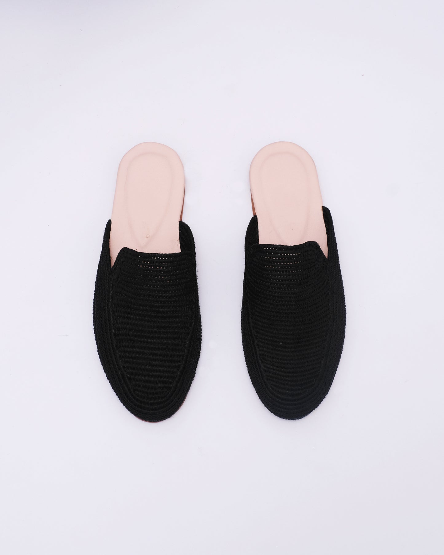 Black Raffia Mules for Women – Handmade in Morocco